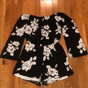 Boutique floral off-the-shoulder romper
